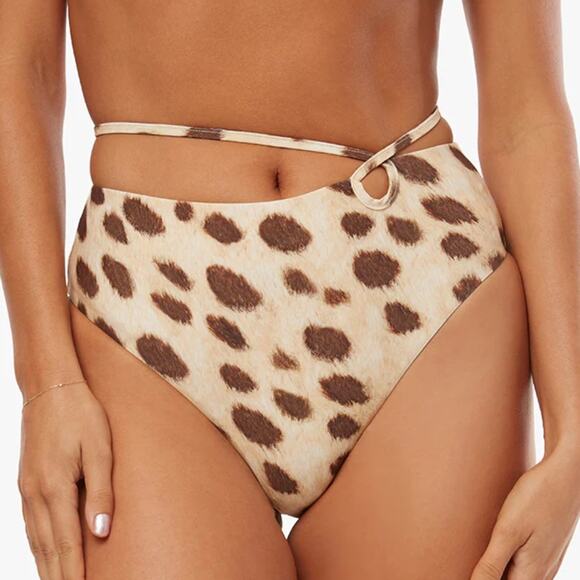 WEWOREWHAT ​Women's Strappy Tie Animal-Print Bikini Bottom Leopard L NWT - Picture 1 of 8